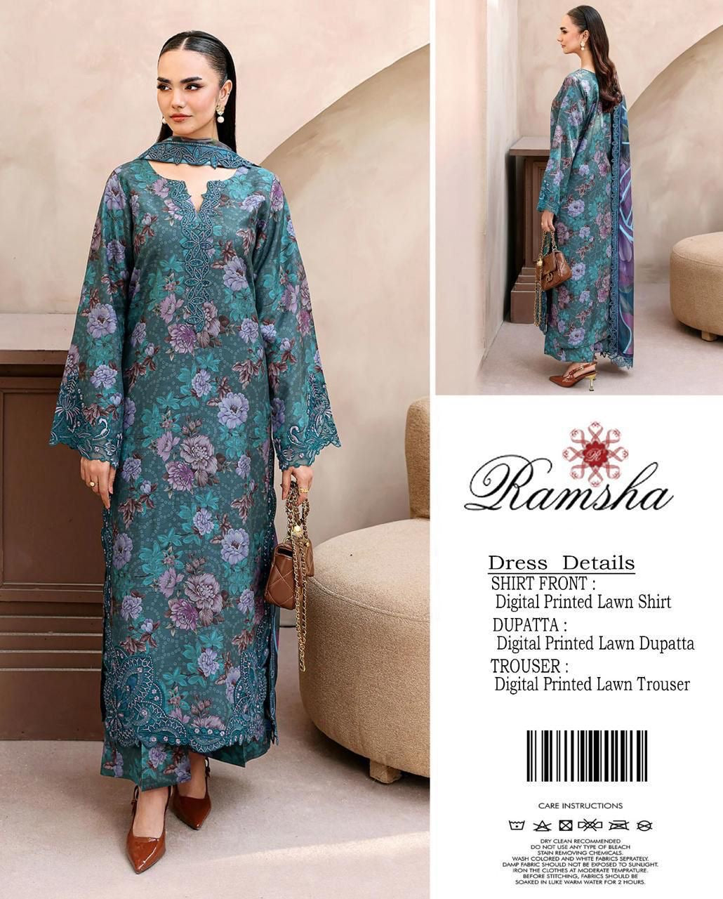 Ramsha 3pc Summer Lawn